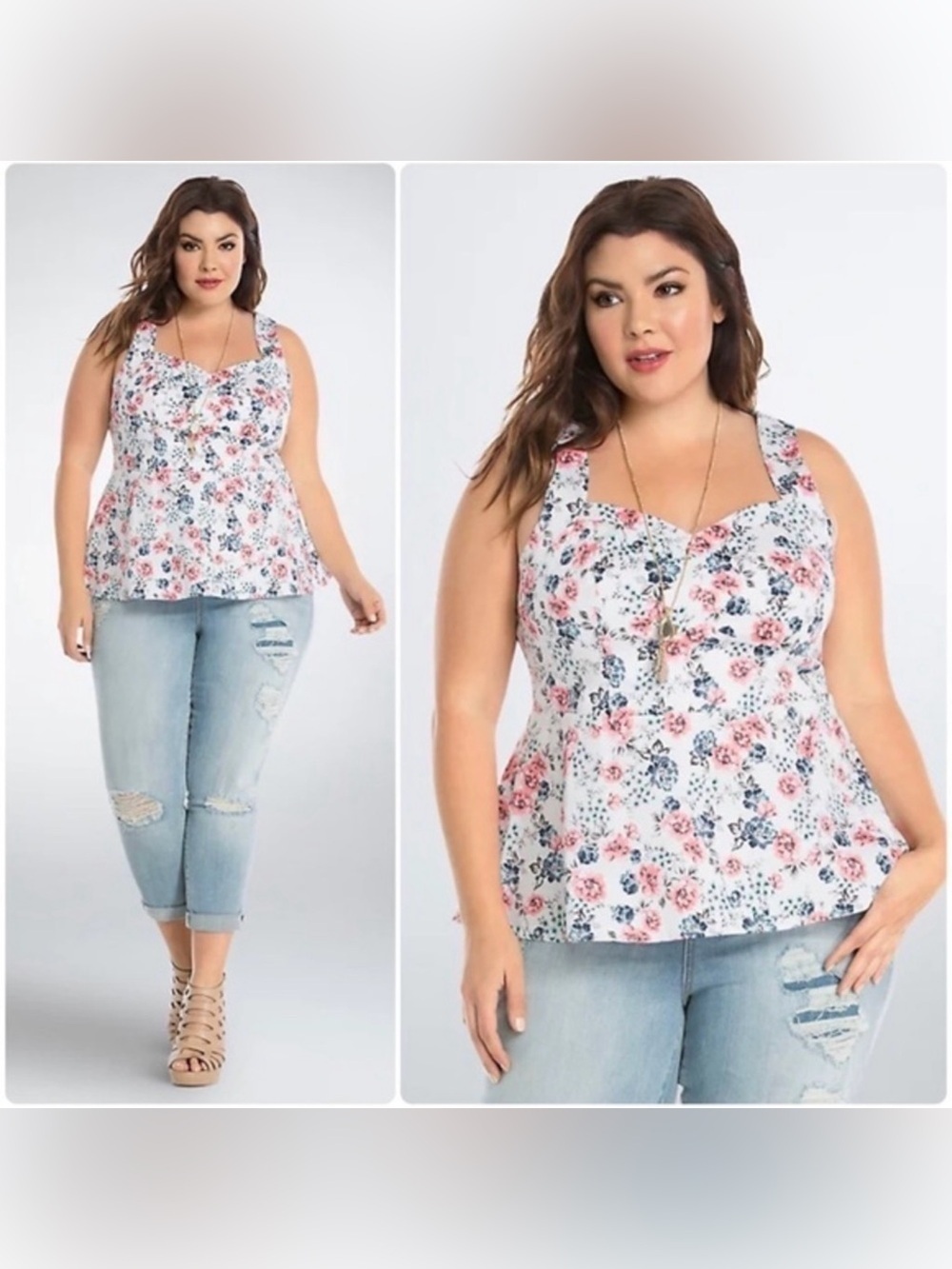 3/$22🩶  TORRID Floral Print Sateen Peplum Top Sleeveless Blouse Tank Top Size 5X